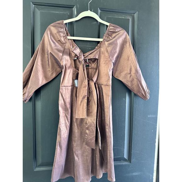 NWT Hosbjerg Women's Brown Elora Buckle V-Neckline Mini Dress Size Small - Picture 11 of 16